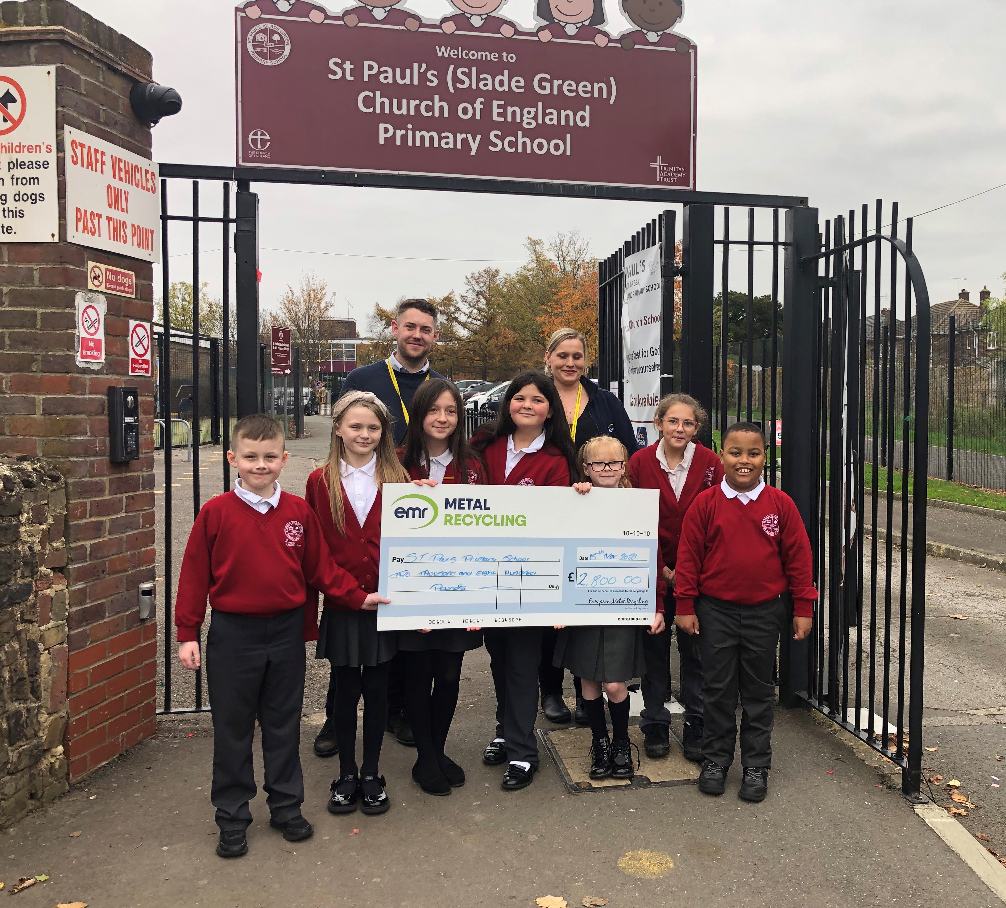 John Brewster, Commercial Buyer at EMR Erith awards donation to St Paul’s (Slade Green) Church of England Primary School