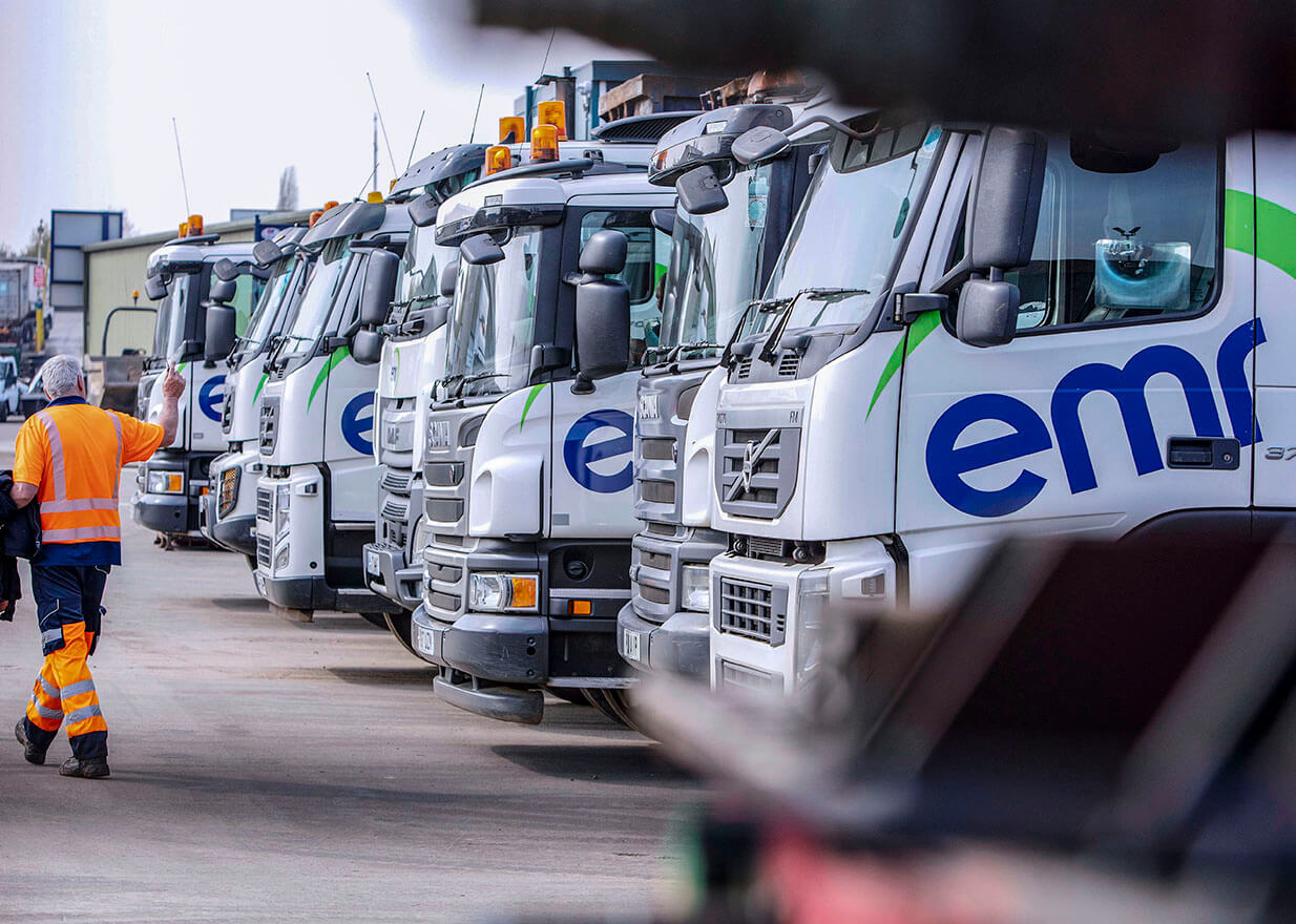 Row of EMR trucks