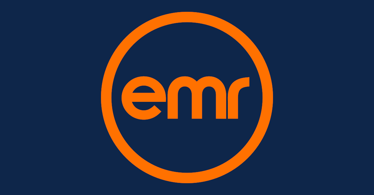 New EMR logo. The letters EMR written in orange, inside a circle.