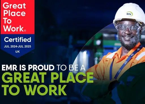 Great Place to Work Banner with employee smiling