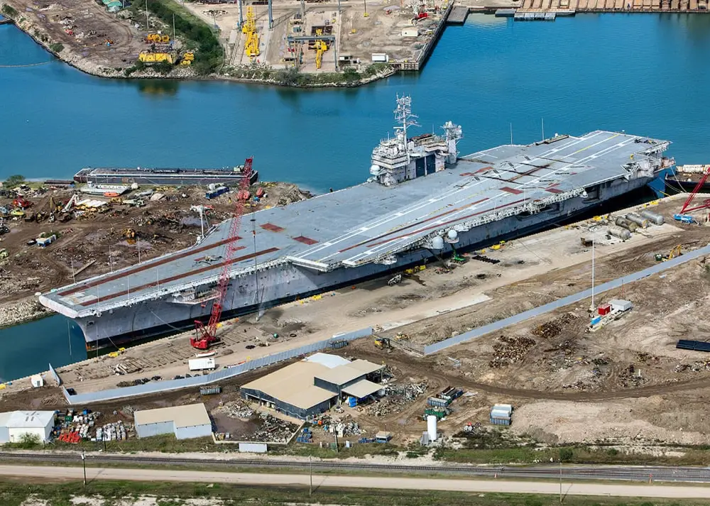 Large ship in dock for recycling