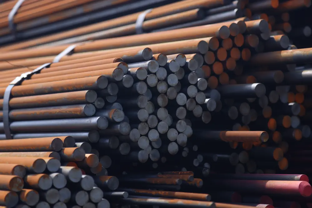 A pile of large copper tubes.
